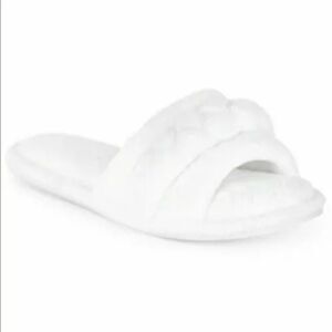 Charter Club White Braided Detail Open-Toe Slippers XL NWT